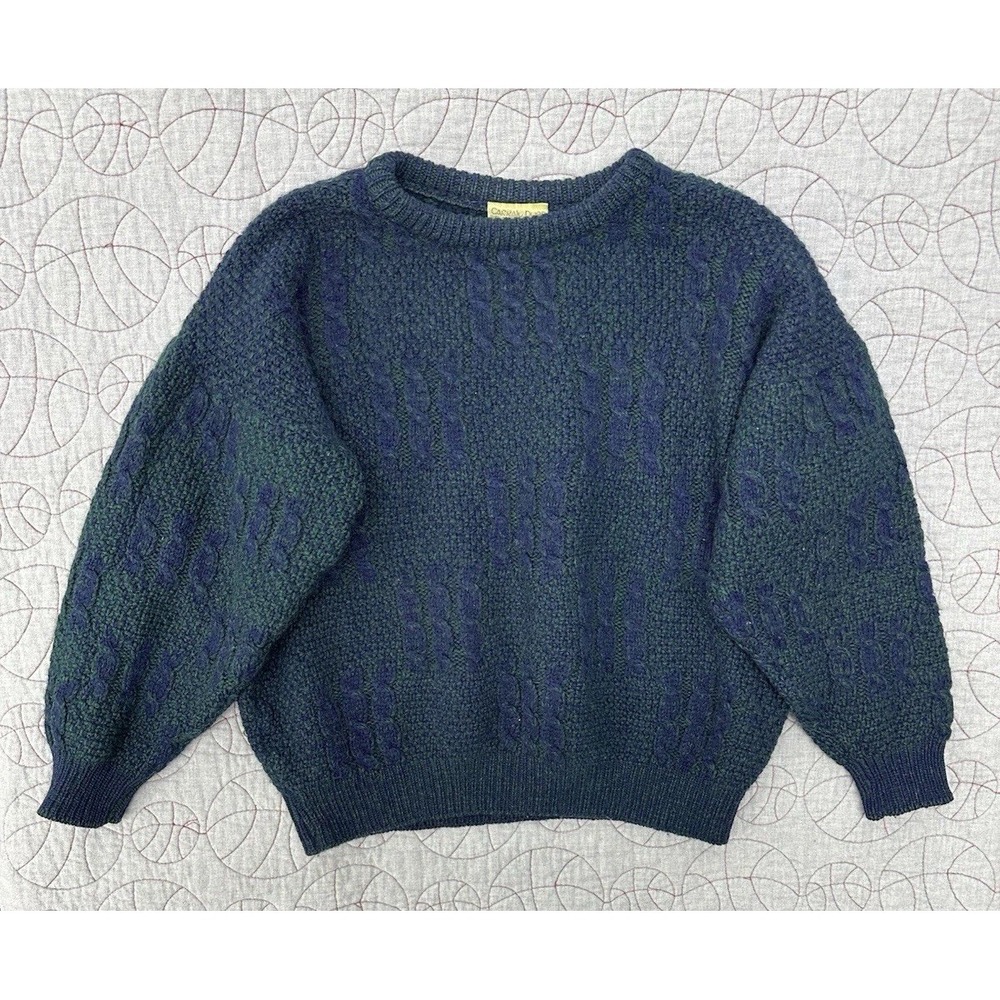 Carraig Donn Aran Woolen Mills Wool Sweater Green Blue / Women's Medium